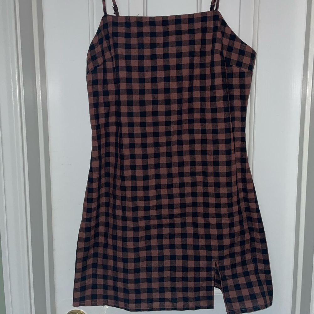 Brown checkered dress